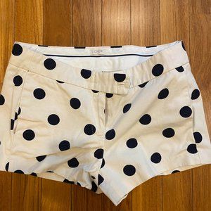 J Crew navy/white polka dot shorts